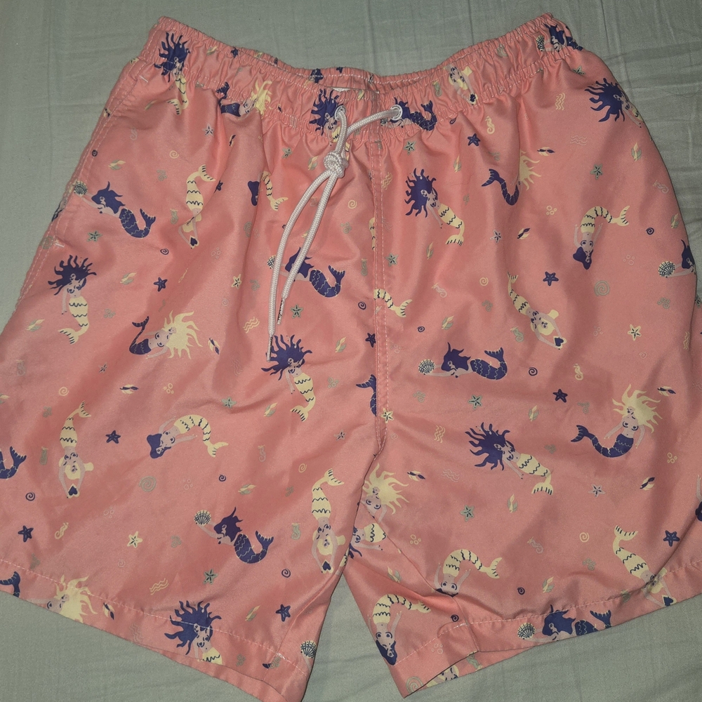 Men's Pink Swim Shorts with Seahorse Print